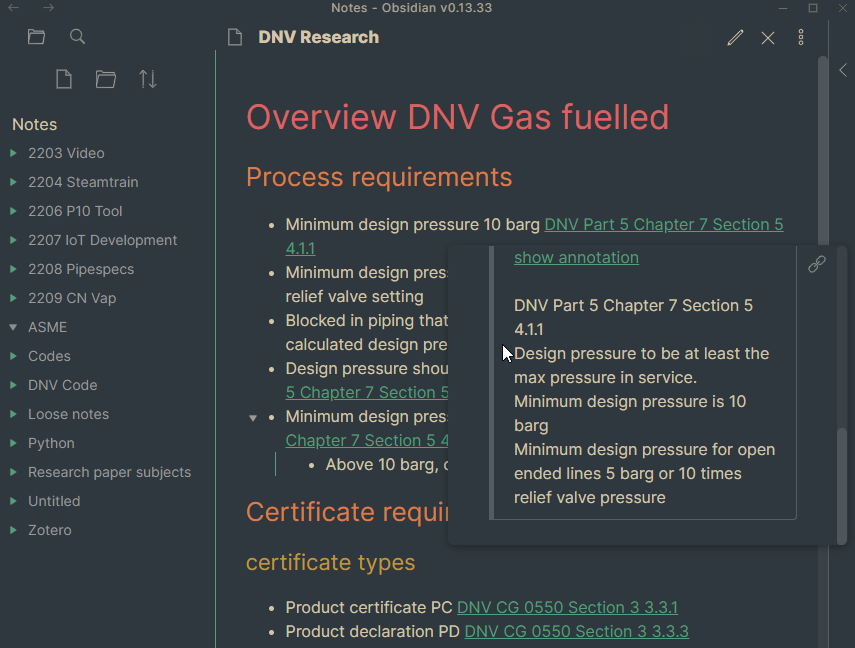 Calculate Pipe specs and requirements spec for DNV rules LNG pipelines